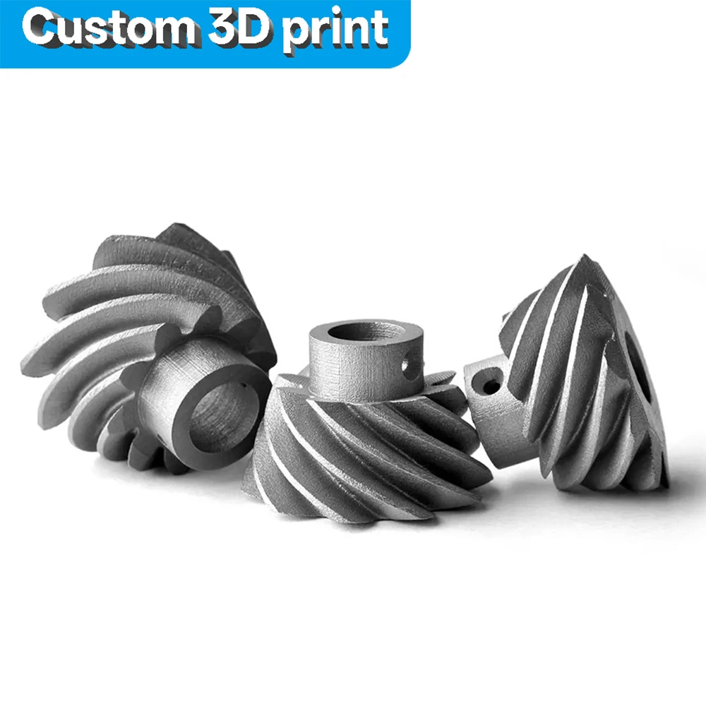 Custom metal 3D-printed bevel gears for automotive electronics and other industries, offering efficient heat dissipation