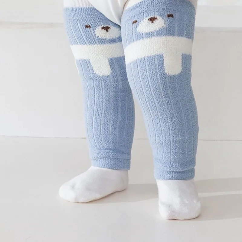 Premium Coral Fleece Knee Elbow Protectors for Babies 0-3 Years Soft Cotton Blend Non Slip Warmth Crawling Socks Adjustable Fit