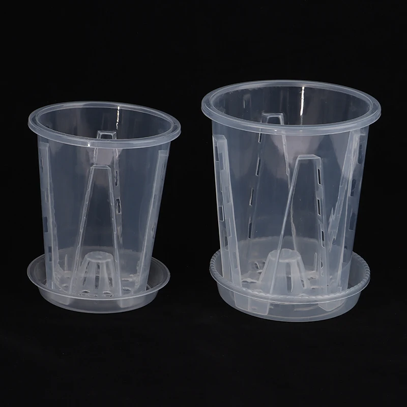 Root Control Transparent Flower Pot With Tray For Phalaenopsis Orchid Planting With Stomata Flower Pot Home Gardening Decor