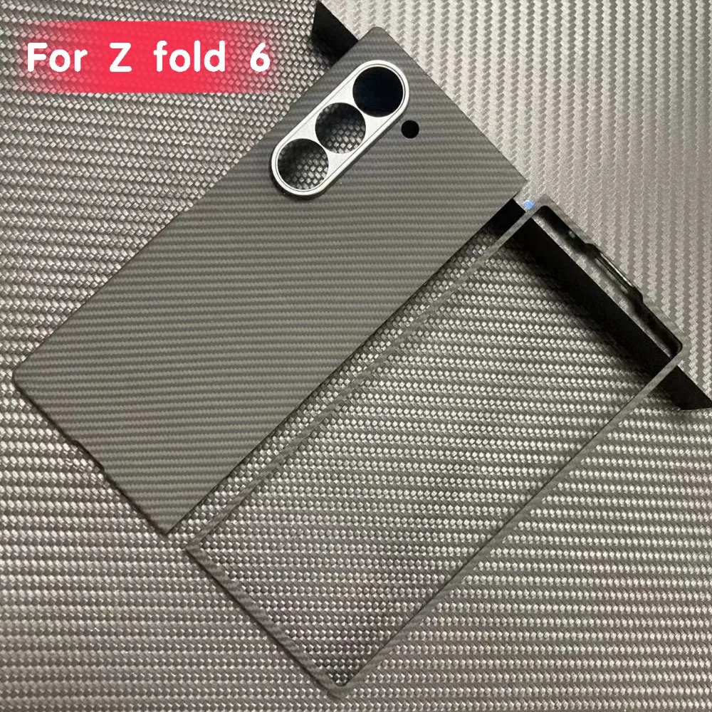 Funda de fibra de aramida para Samsung Z Fold 6, funda ligera ultrafina para teléfono, carcasa de Metal de tela de carbono genuina Fold6