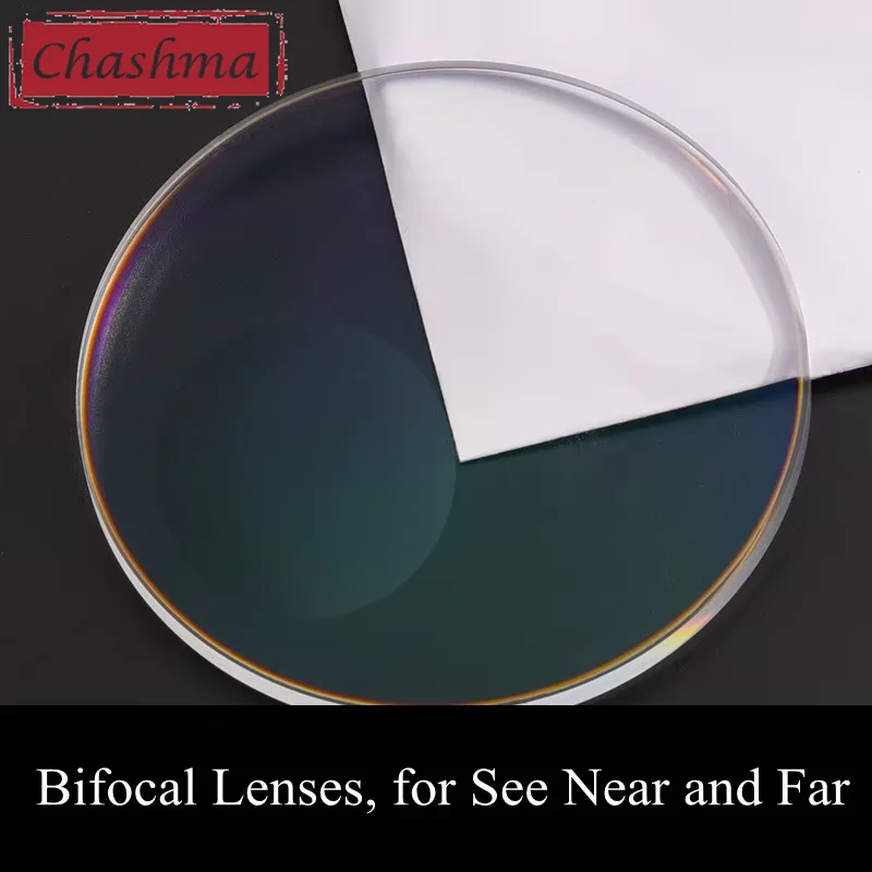 Chashma Brand Aspheric 1.56 Index No Line Bifocal Lenses Clear Color Round Flat Shape Bifocal Lenses for Eye See Close Distance