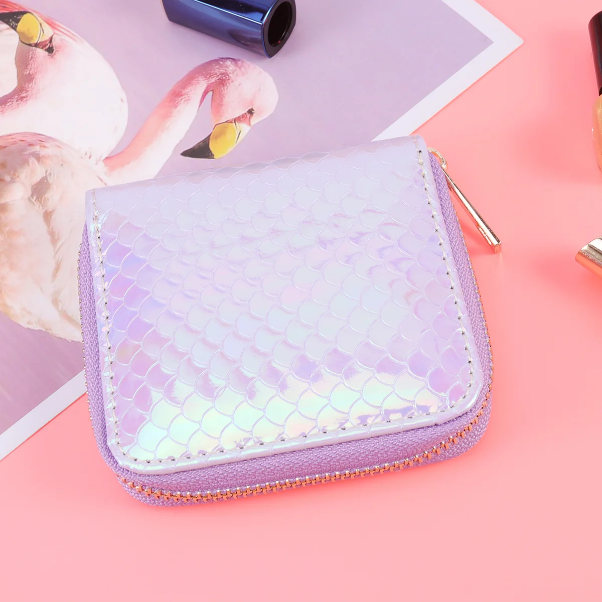 

Travel Makeup Bag Girl Wallet Purse Coin Change for Women Little Mermaid Purses Pink Girls Billfolds Woman