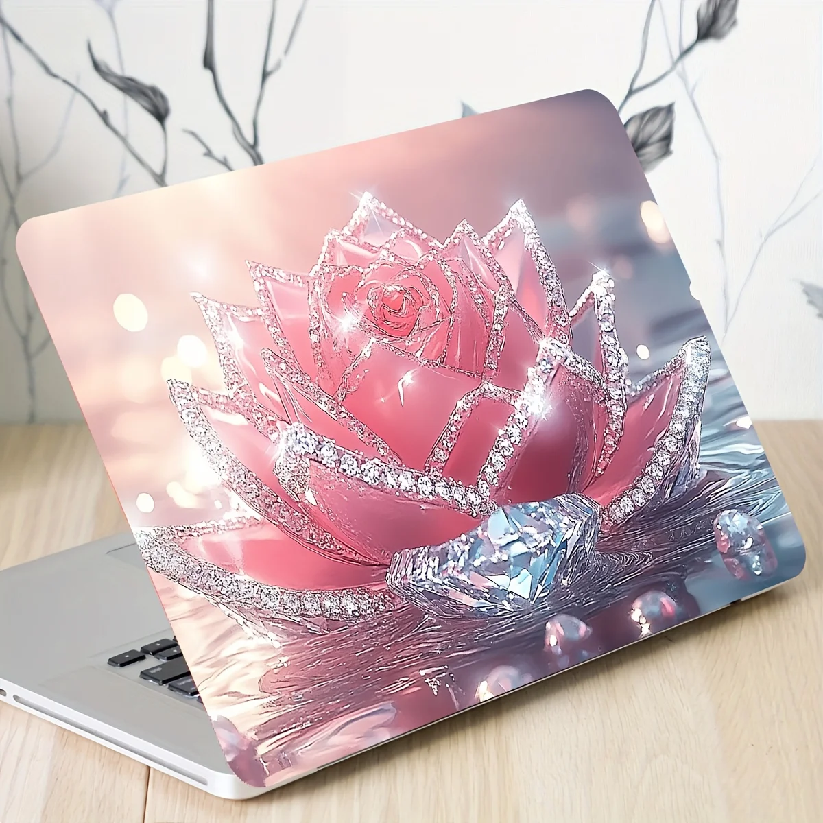 2Pcs Spare,Don't Be Afraid To Stick The Rose Vinyl Laptop Sticker Scratch Resistant DIY Art Decal with Lotus Design for HP