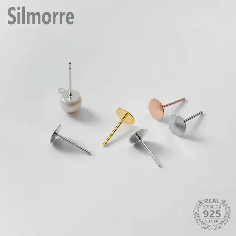 

3 pairs 925 Sterling Silver Earring Setting for DIY Earring Making Solid Silver Fine Jewelry Finding