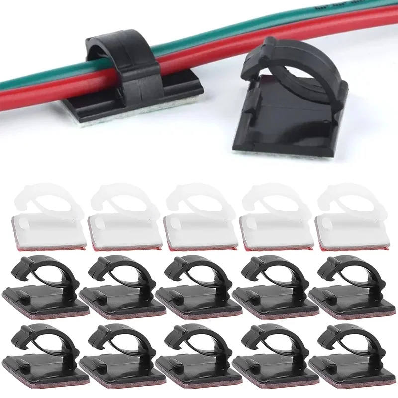 20-120Pcs Car Tachograph Cable Organizer Cable Clips  Self Adhesive Cord Management Black Wire Holder Fastener