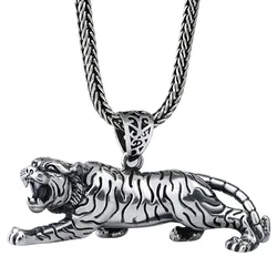 Original Stereoscopic 925 Silver Tiger Pendant for Men Handsome Virile Masculine Necklaces Couples Party Jewelry Gift