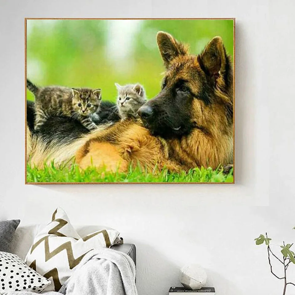 DIY 5D Diamond Painting German Shepherd Full Square Round Drill Animal Dog Pet Diamond Embroidery Cross Stitch Mosaic Home Decor