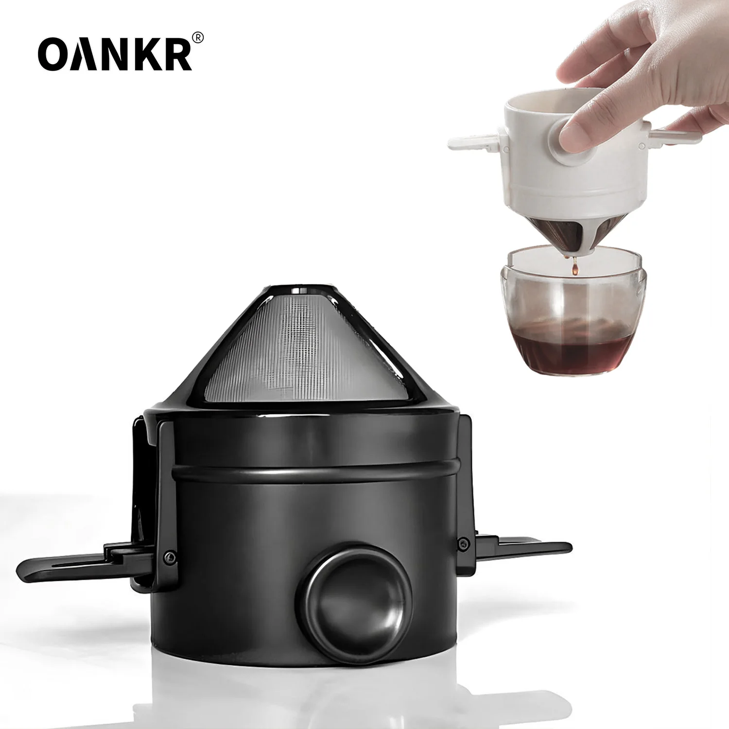 

OANKR Collapsible Stainless Steel Coffee Filter Funnel Double Layer Mesh Drip Coffee Strainer Portable for Travel Home Camping