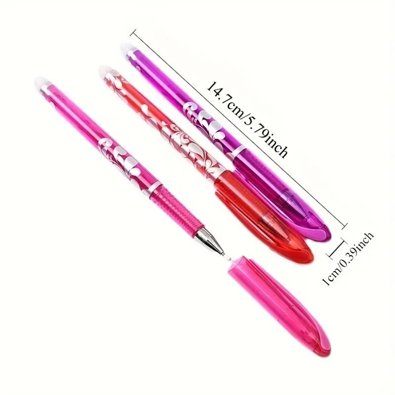 45pcs/Set 8-Color Erasable Pens Classic Floral Design 0.5mm Replaceable Core Magic Erasable Eraser for School Office Stationery