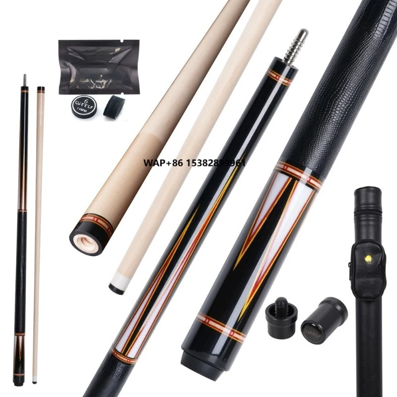 

CUEELF Professional High Quality Pool Cue Stick 58" Inlay Design Billiard Pool Cue Ebony with Acrylic Solid Wood