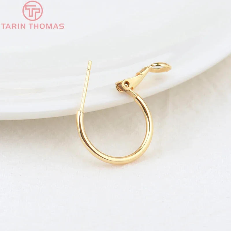 (2050)10PCS 18x1.5MM 20x2MM 24K Gold Color Brass Round Earrings Hoop High Quality DIY Jewelry Making Findings