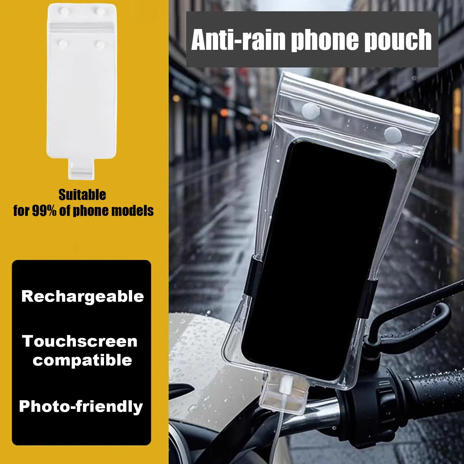 Clear Handlebar Cell Phone Bag Rainproof Sealed Touchscreen Smart Phone Handlebar Bag for Motorcycle Bicycle Navigation Calls view 4