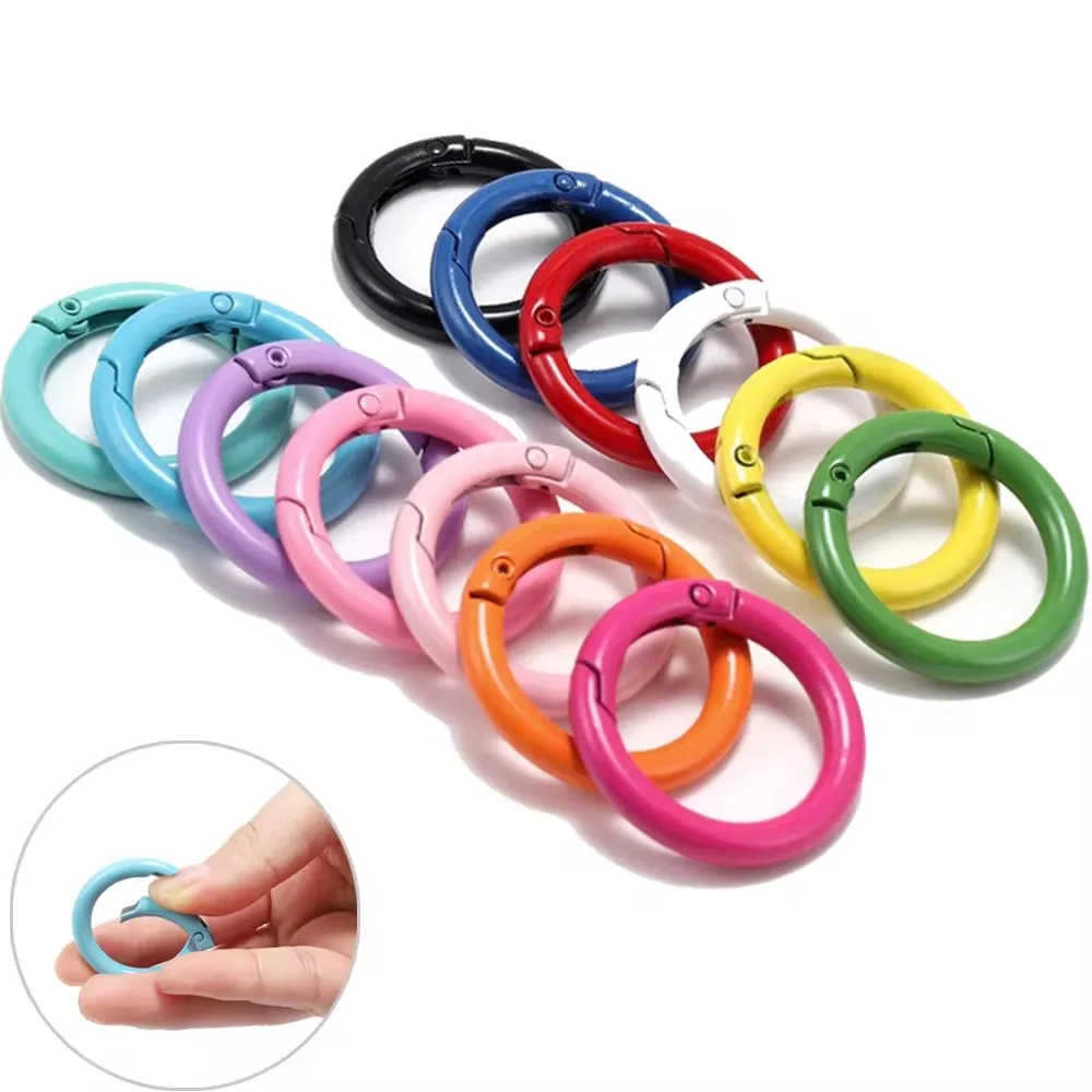 5ชิ้น/ล็อต21สีโลหะ O แหวนฤดูใบไม้ผลิ Clasp เปิดรอบ Carabiner พวงกุญแจคลิปตะขอสุนัข DIY เครื่องประดับหัวเข็มขัดตัวเชื่อมต่อ