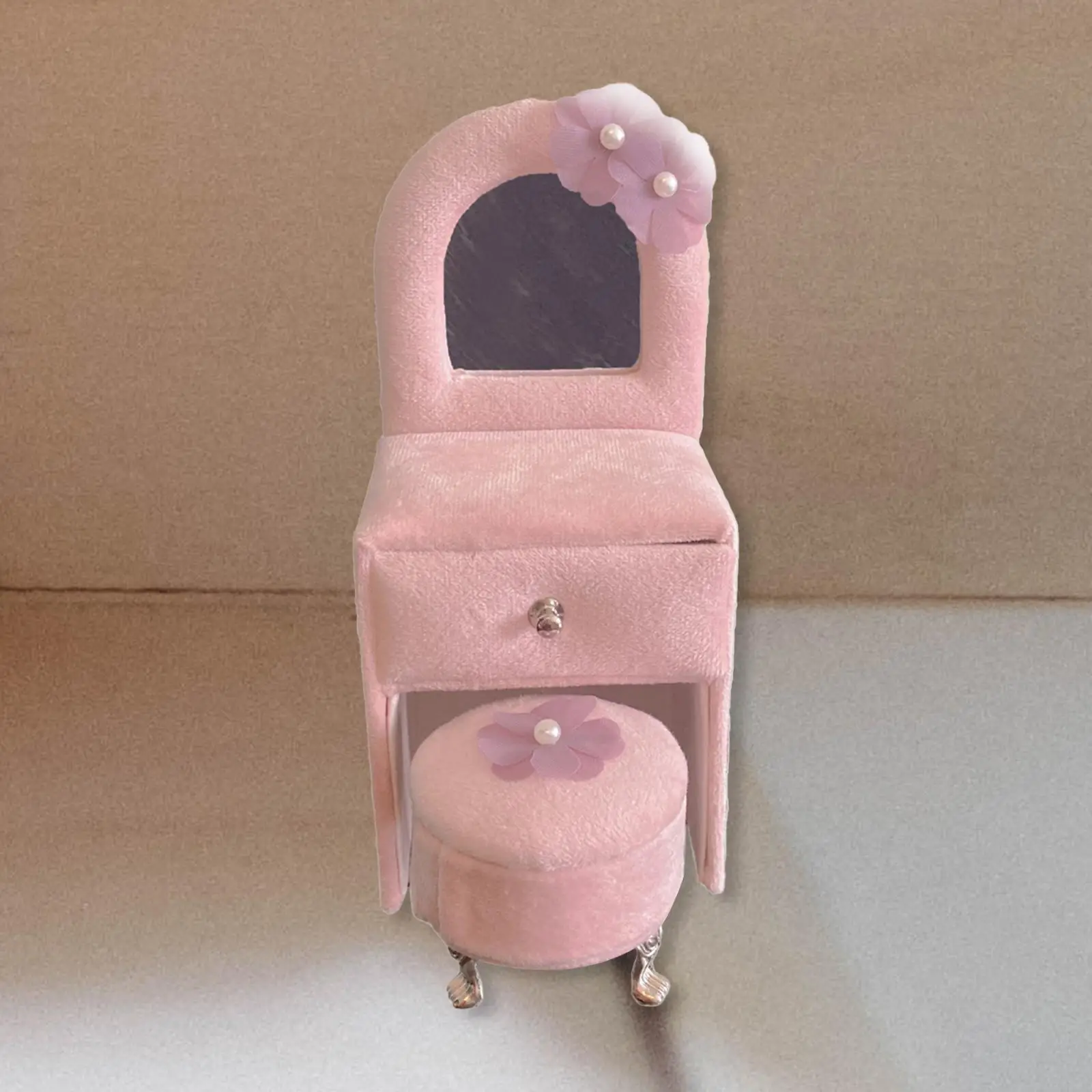 Dollhouse Dressing Table Jewelry Storage Case Dollhouse Furniture Jewelry Holder for Kids