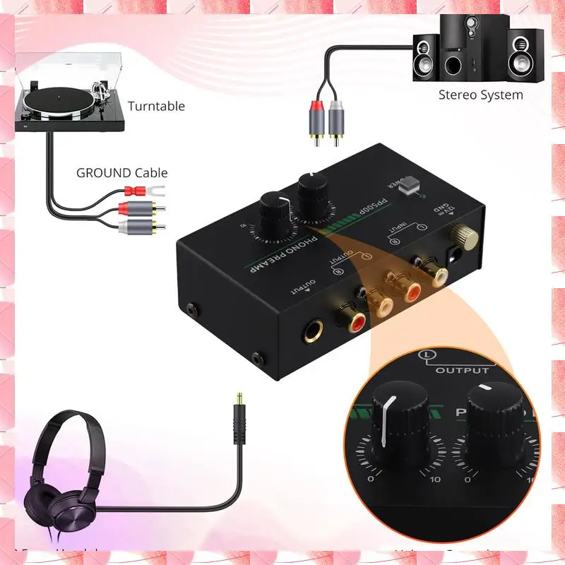 Preamplificatore per giradischi JAJA Phono, preamplificatore fonografico con ingresso RF A, uscita RCA/TRS, per riproduzione di record giradischi