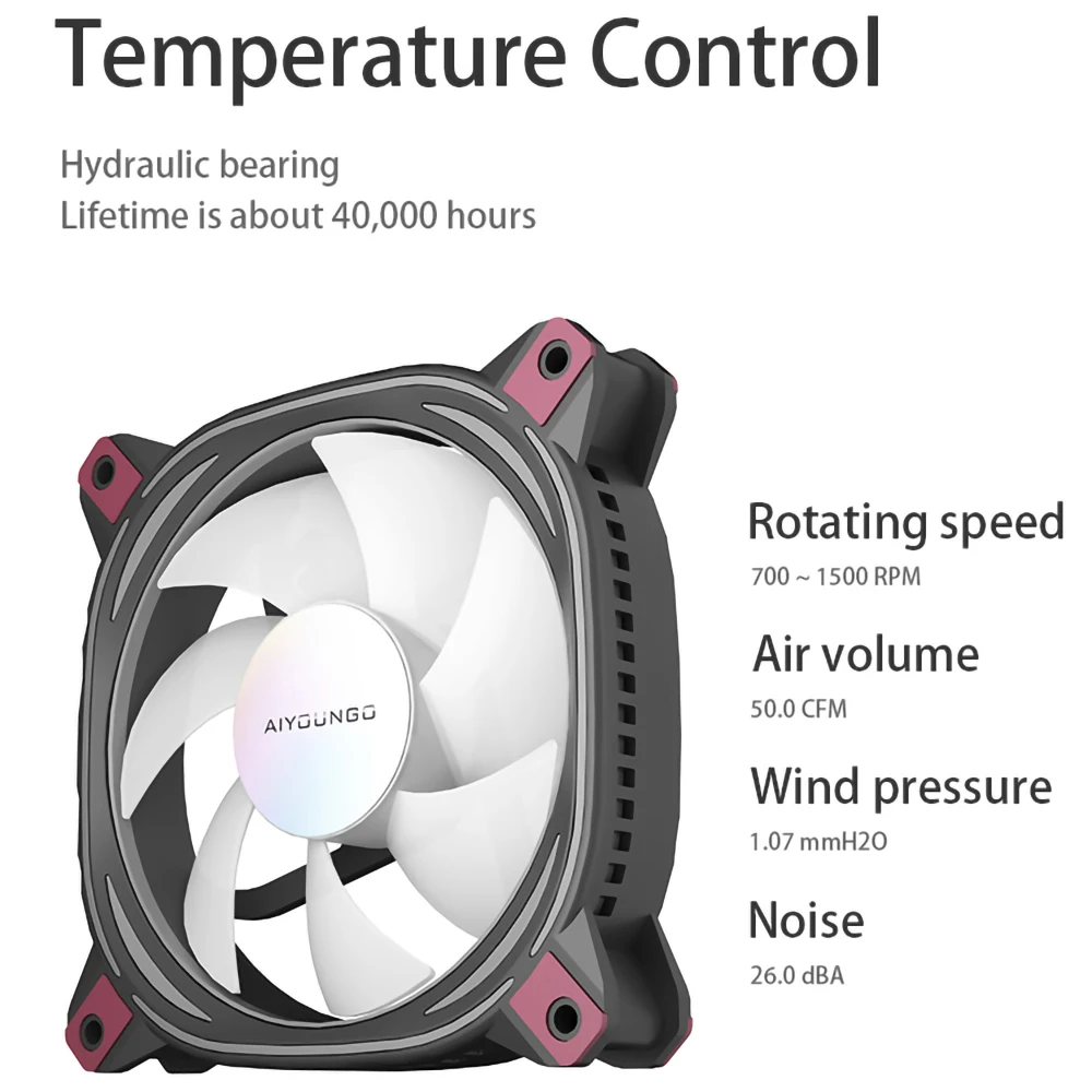Aigo Z12 Computer Case Fan Reverse Ventoinha PC 120mm Rgb Fan Cooler 4pin PWM CPU Cooling Fan 3pin5v Argb 12cm Ventilador