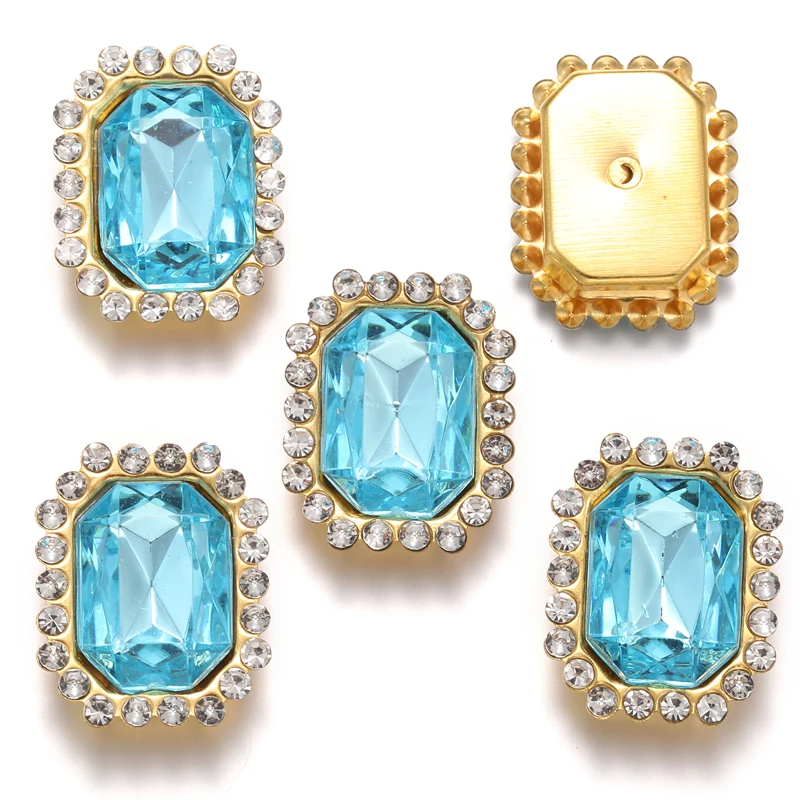 10pcs Multi-Color Resin Diamond Square Stud Earrings