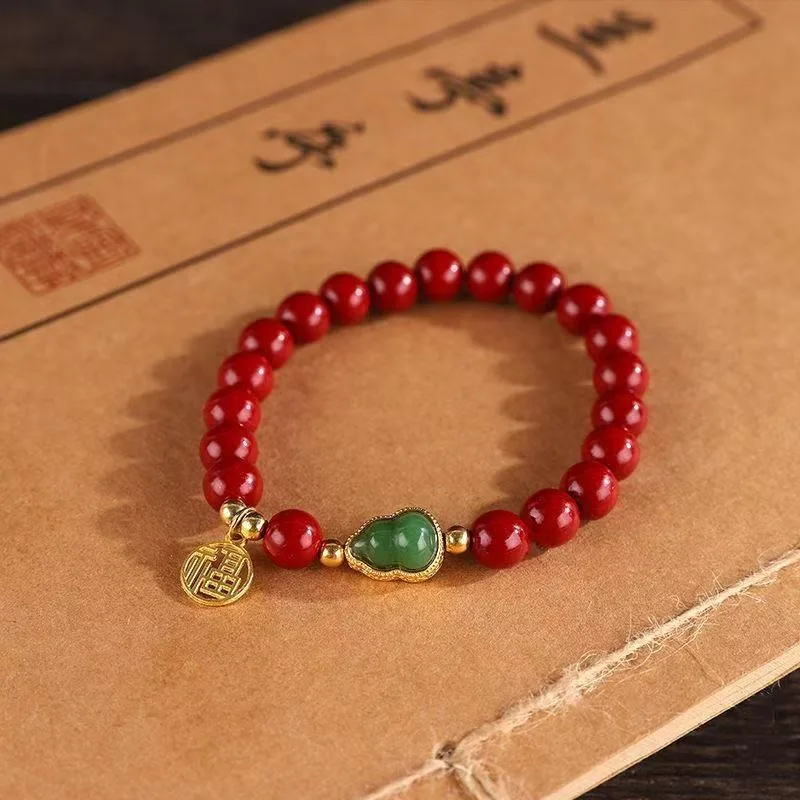 

Classic Simple Ethnic Style Cinnabar Single Ring Bracelet, Unisex Bracelet