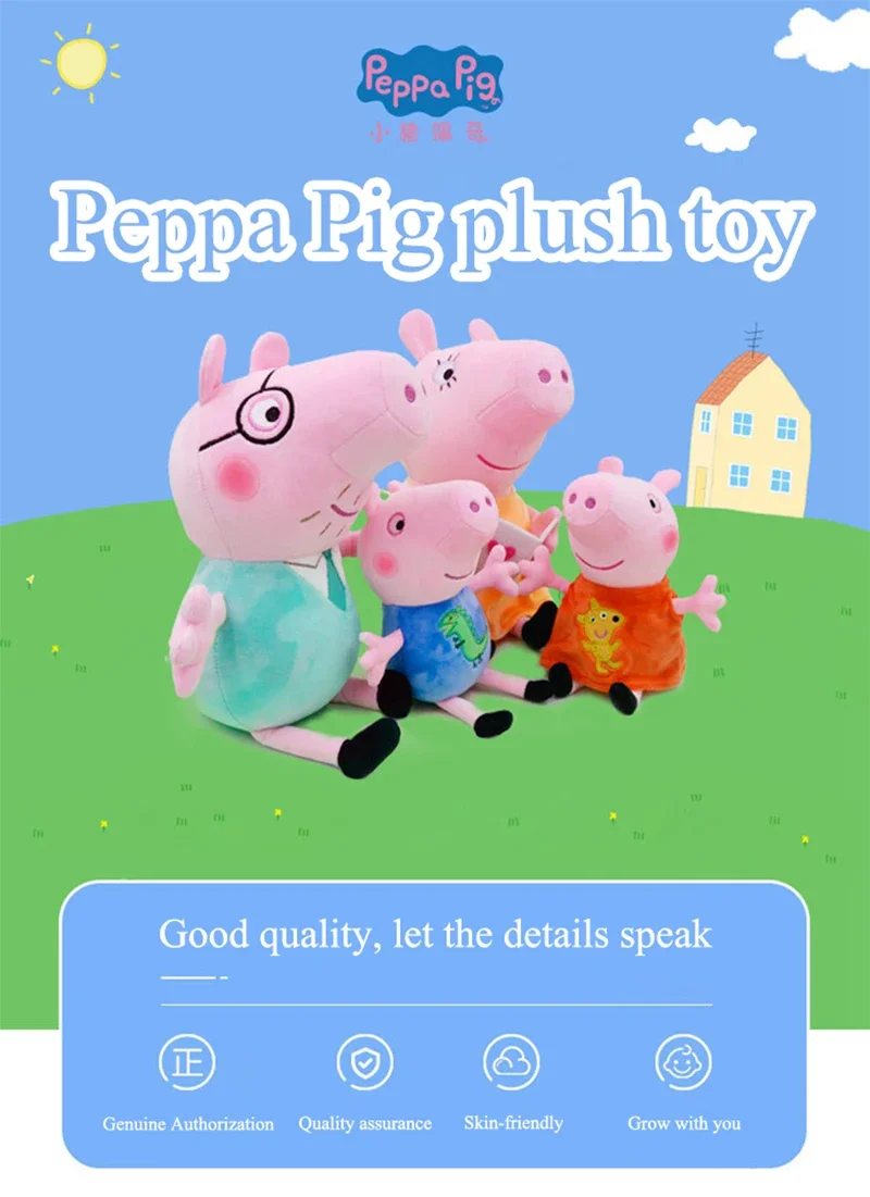 30 CM Peppa Pig Plüsch Puppe Schwein Vater Mutter Modell kinder Spielzeug Cartoon Nette Anime Figur George Kinder Weihnachten geschenke – Detail 2