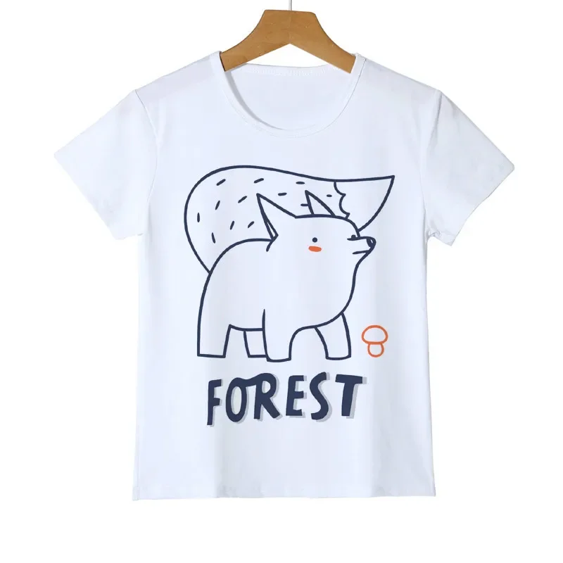 Fashion Cartoon Fox Design Kid's T-Shirt Short Sleeve Casual T Shirt Hipster Fox Print Boy Girl Baby Tee Summer Tops Y14-32