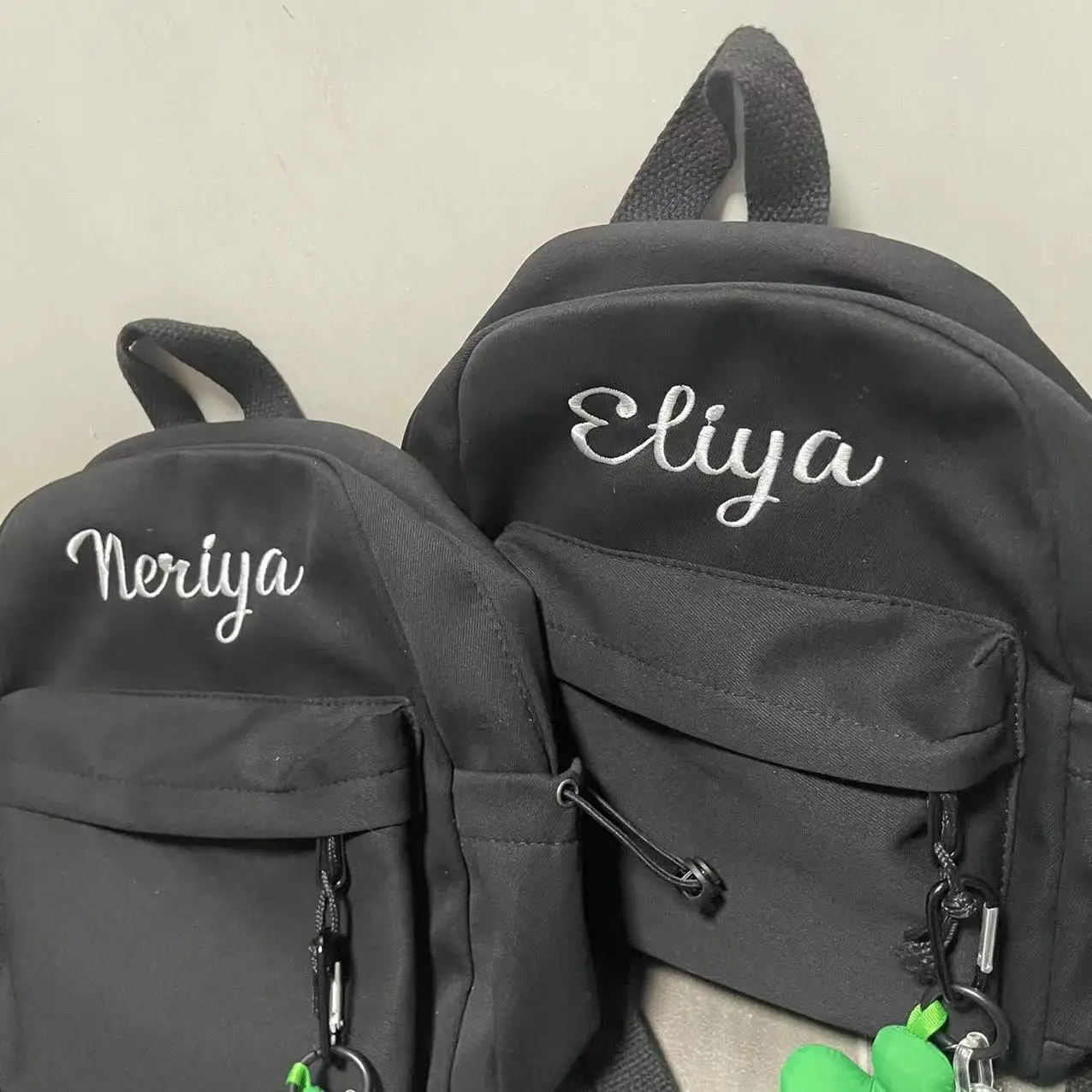 New Personalized Name Junior High School Student Backpack Custom Embroidery Name Summer Girls Solid Color Nylon Backpacks