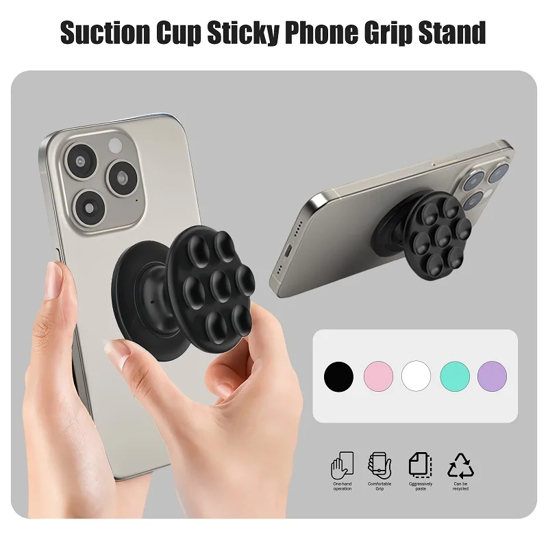 

Suction Pad Cellphone Grip Stand Pocket Foldable Phone Sticky Finger Ring Socket Phone Holder For iPhone Samsung Mobile Phone