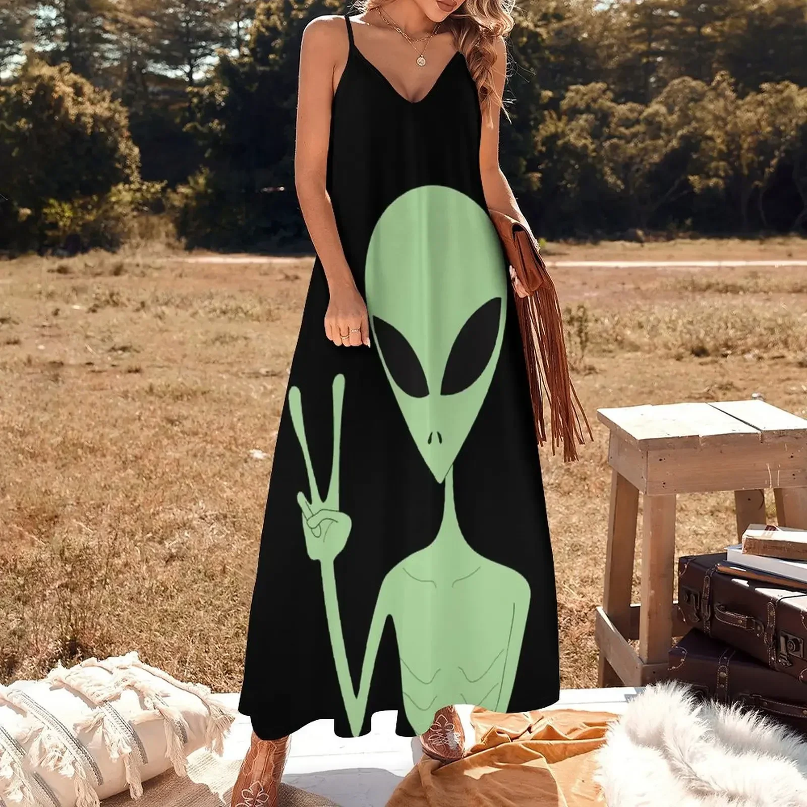 Peace Alien Sleeveless Dress women's clothing korea stylish wedding dresses for parties Dress