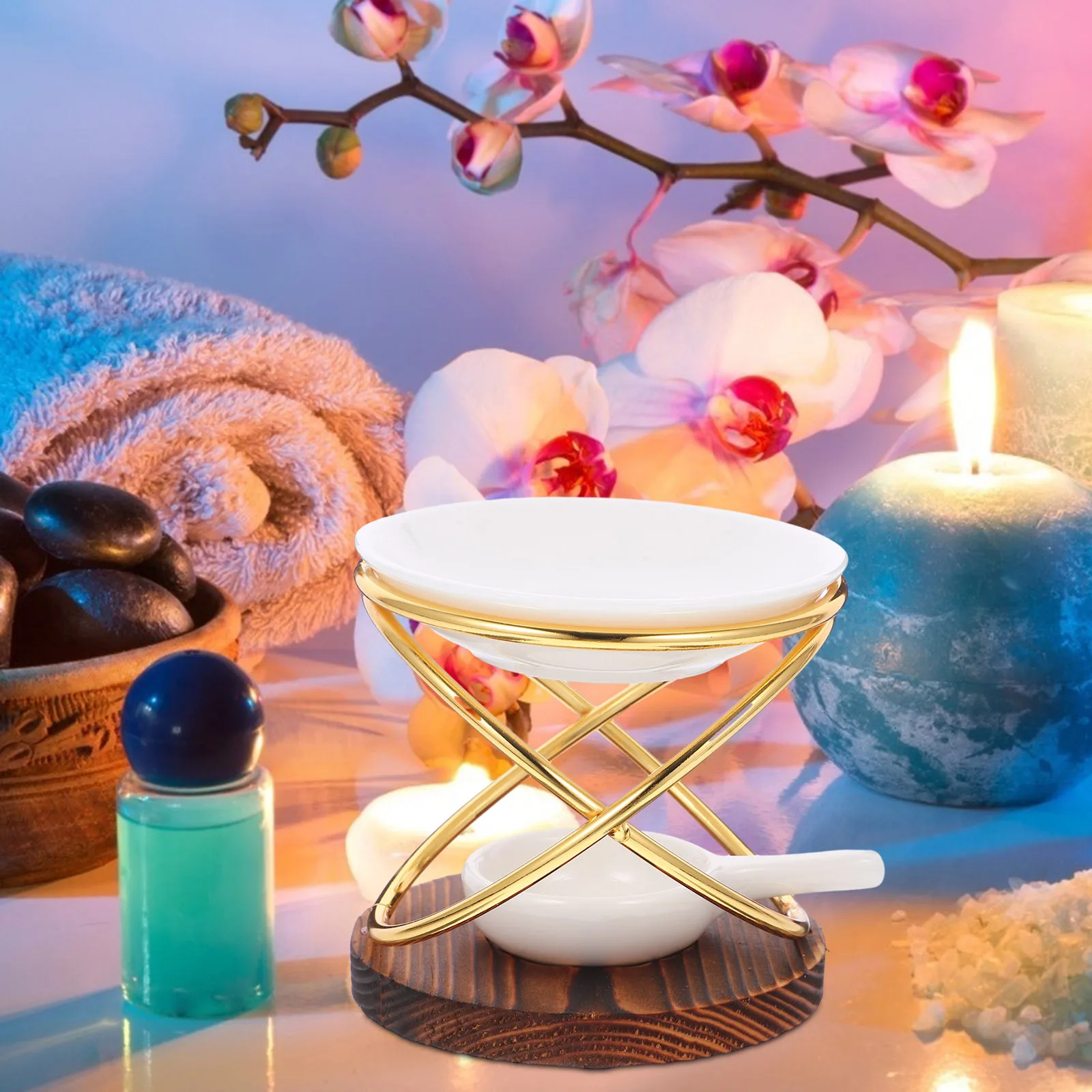 

Ceramic Tealight Holder Essential Oil Burner Aroma Diffuser Wax Warmer For Bedroom Living Hotel Decor