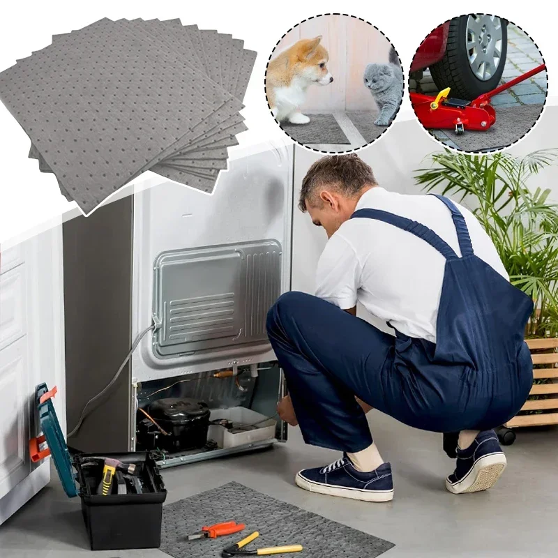 

25X33Cm Oil Absorbent Pads Spill Absorbent Mats Oil Spill Pads for Oil-Based Water-Based Fluids Liquid Pads for Home Garage