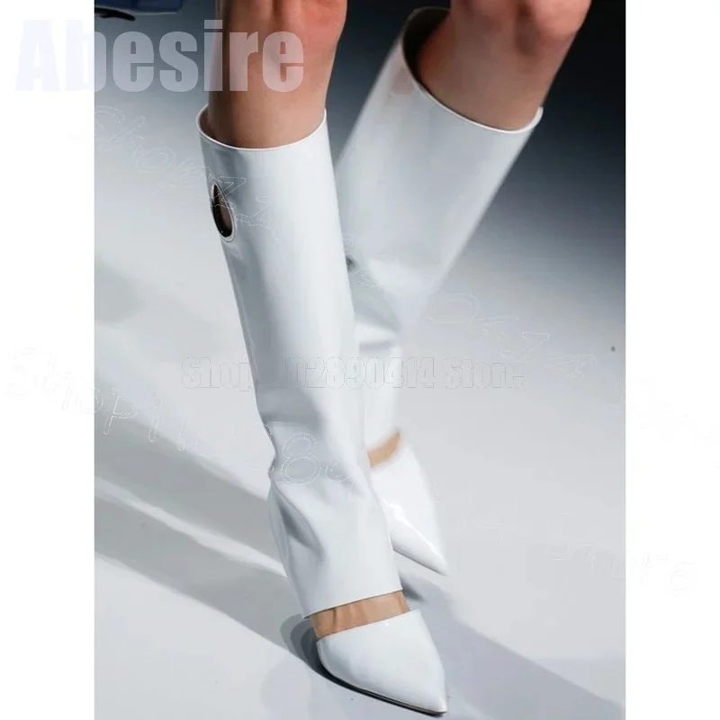 الأزرق الداكن دائرة تصميم جوفاء أشار تو الأحذية الانزلاق على أحذية النساء رقيقة عالية الكعب حفلة عيد يؤرخ 2025 Zapatos Para Mujere #3