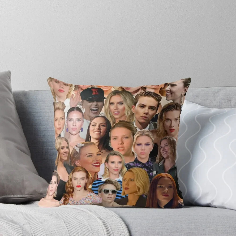 

Scarlett Johansson Photo Collage Throw Pillow christmas pillowcases pillow cover luxury Plaid Sofa Luxury Pillow Case