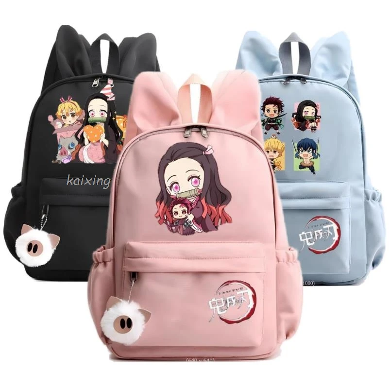 Ransel Anime Demon Slayer untuk anak laki-laki perempuan hilen tas sekolah kembali ke siswa Kawaii ransel tas ringan 3 warna