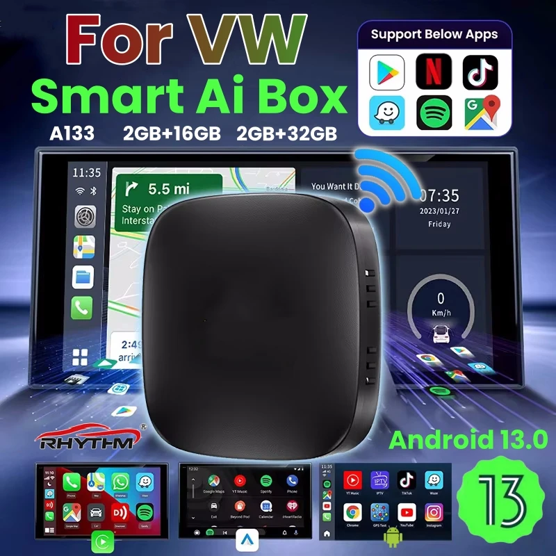 CarPlay Ai Box Android 13 Wireless Android Auto For Netflix Youtube For VW Spacefox CC Golf R Fox GTI Polo Touran Gol Bora Magot