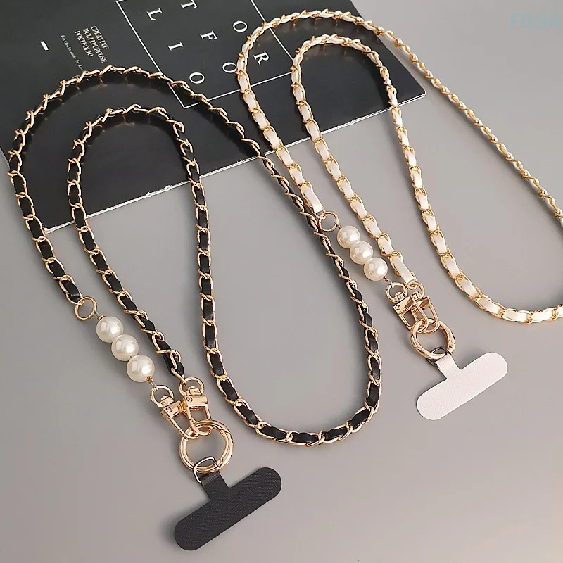 

1PC Phone Case Universal Lanyard Long Crossbody Pearl Pickup Chain Mobile Phone Lanyard Women's Long Neck And Shoulder Strap