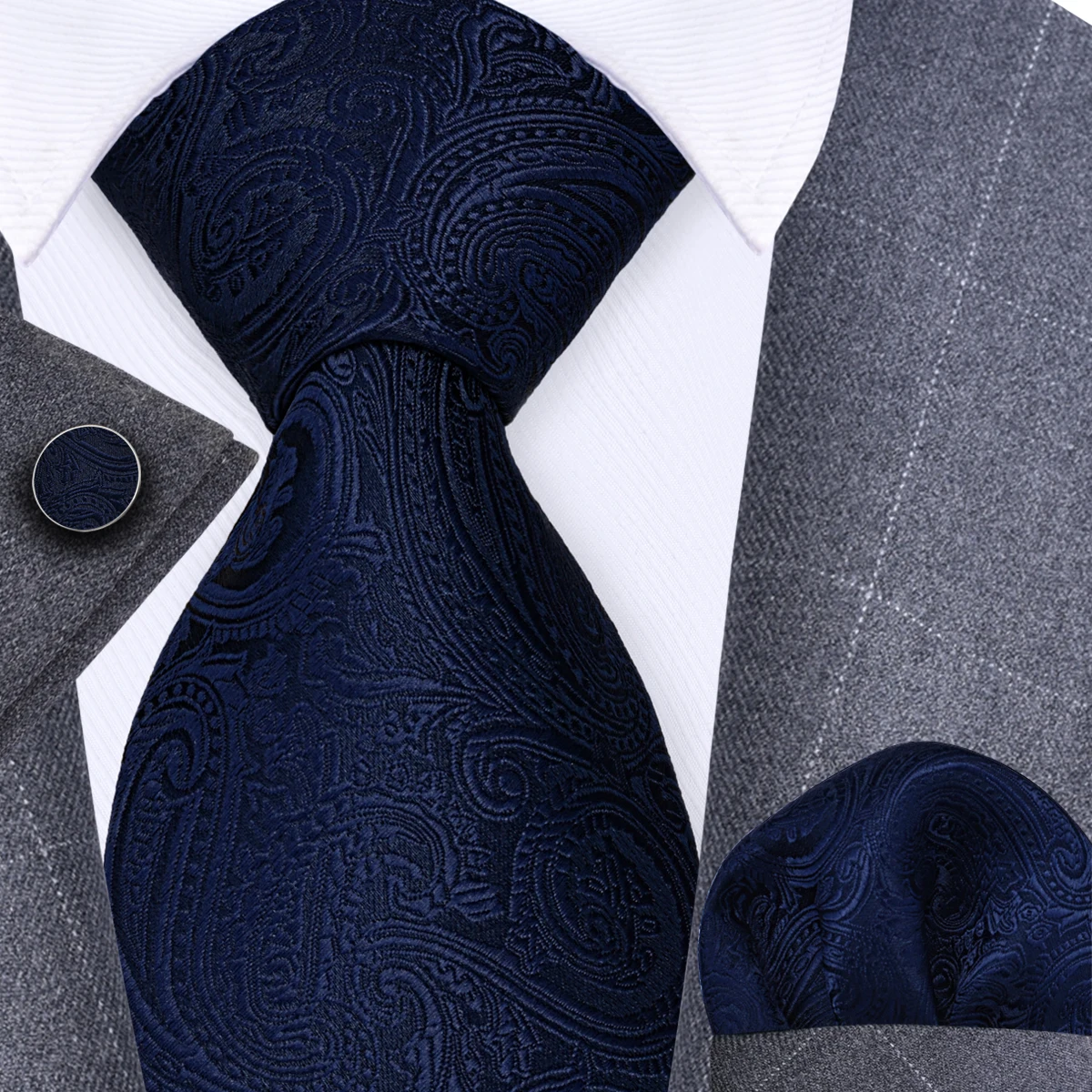 GUSLESON 8 cm Blauw Zwart Roze Mannen Stropdassen Pochet Manchetknopen Set Paisley Zijden Stropdas Bruiloft Relatiegeschenk Stropdas Accessoires