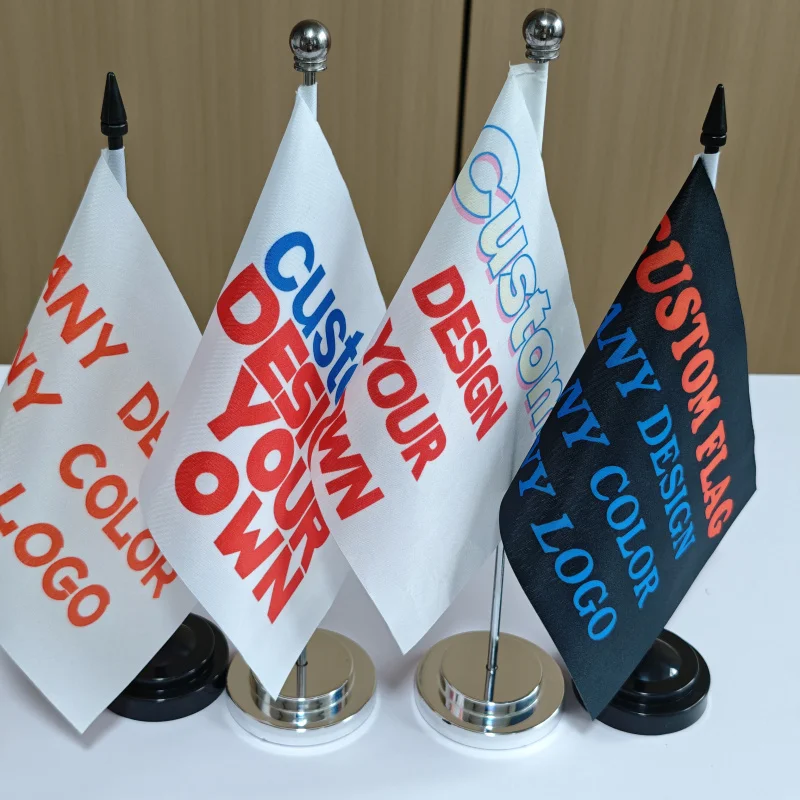 Custom Table Flag with stand, Desk Top Flag Set, Solid high-grade metal flagpole/ plastic flagpole, Festival Events Celebration