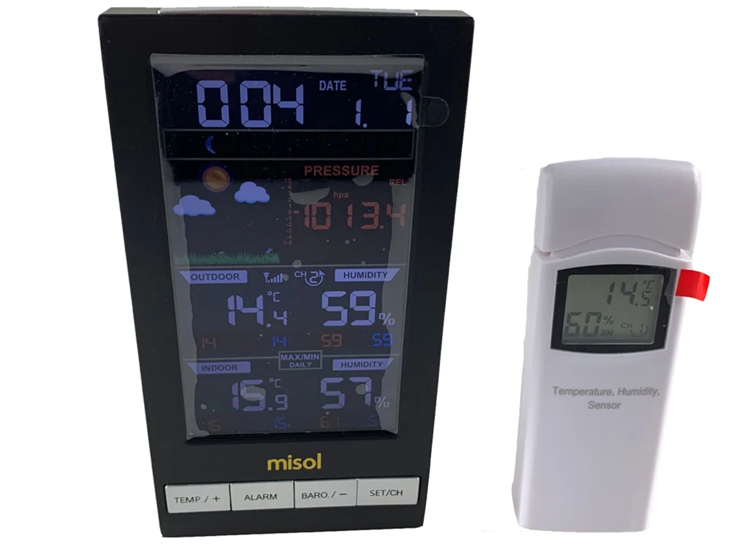 1 pcs of misol/Wireless weather station with 1 sensor, 3 channels, color screen