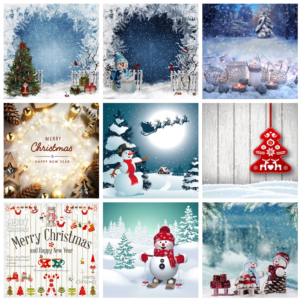 

MOON.QG Christmas Trees Background Photography Snowflake Candle Ssnowmen Backdrop Photoshoot Photo Studio Party Decorations Wall