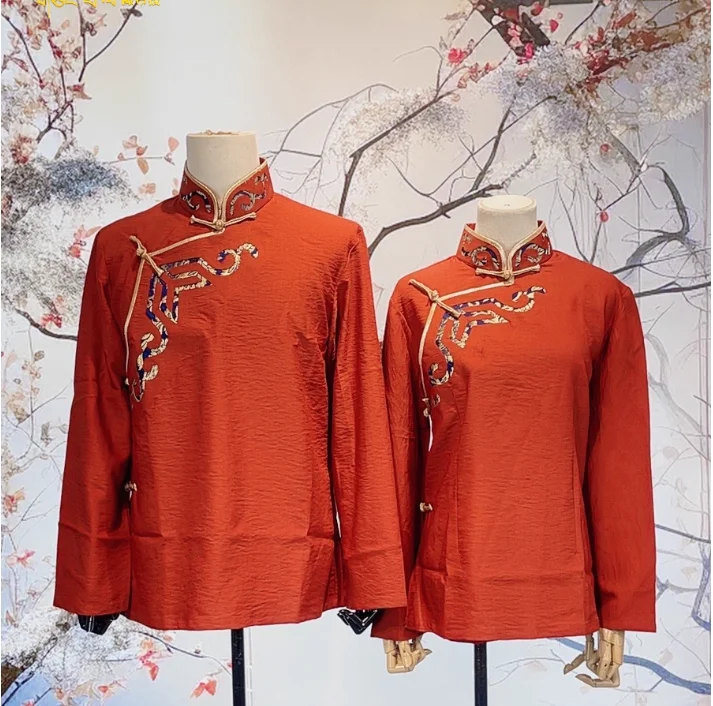 Ethnic Tibetan Style Dance Button up Shirt Paired With Dance Costumes