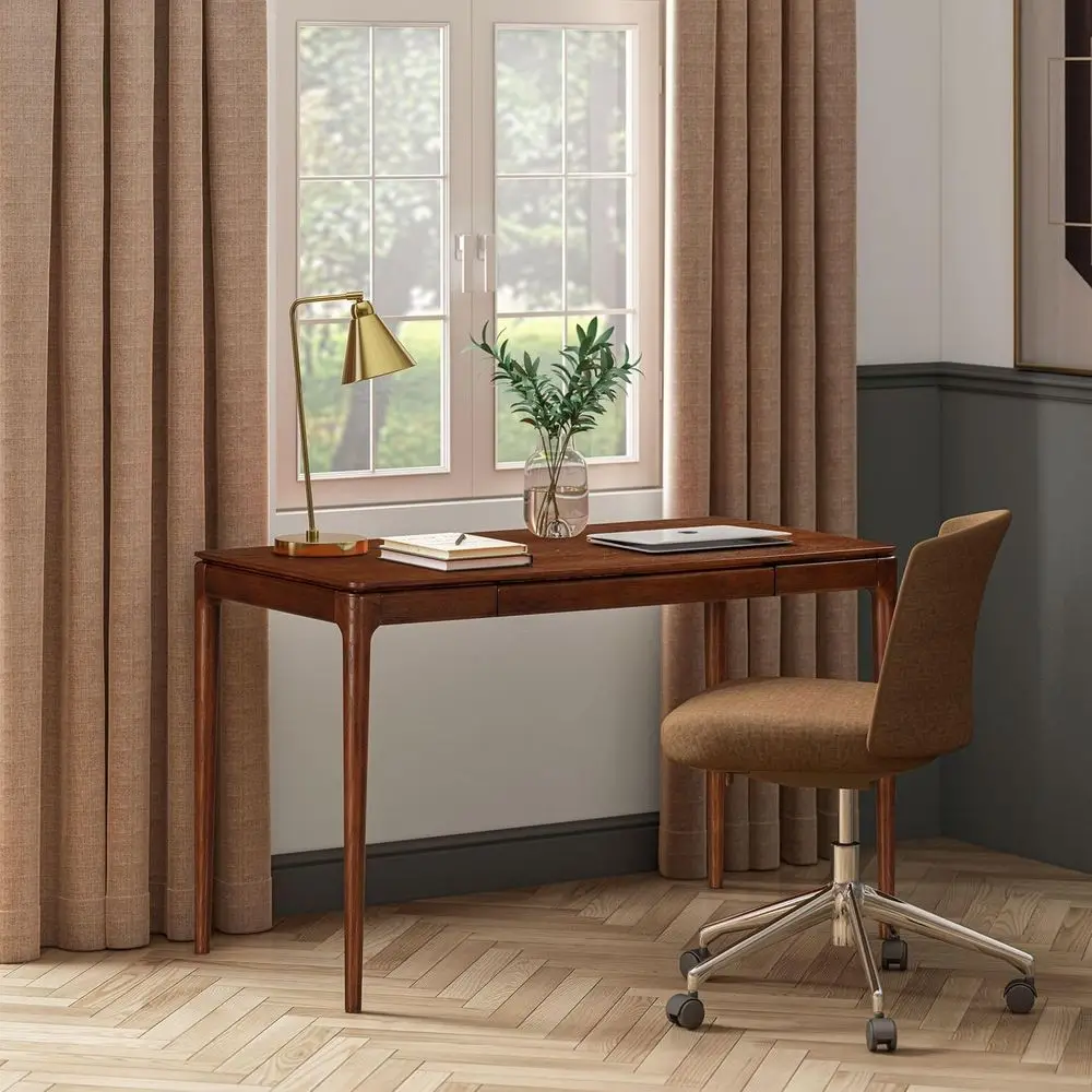

Elegant Wooden Desk with Concealed Drawer – Waterproof & Heat Resistant, Rich Walnut Finish