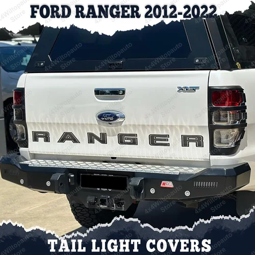 Imagen 1 del producto Cubierta de luz trasera embellecedora para Ford Ranger 2012-2022 T6 T7 T8 WILDTRAK XLT XL XLS Limited Sport capós de lámpara trasera Exterior negro mate