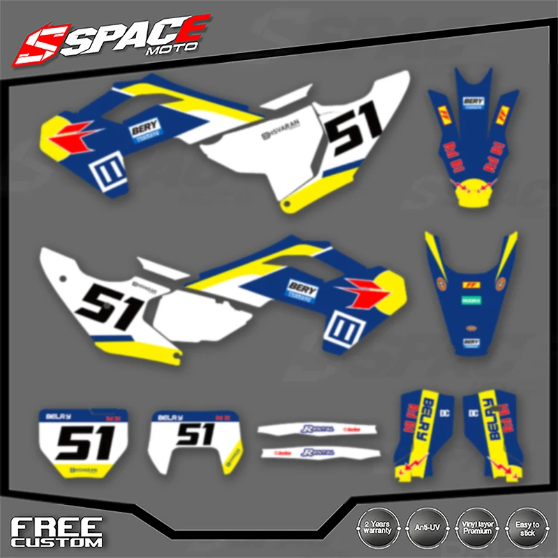 

SPACE для Husqvarna TC FC TE FE TX FX FS 2023 2024, индивидуальные мотоциклетные графические фоновые наклейки, наборы наклеек