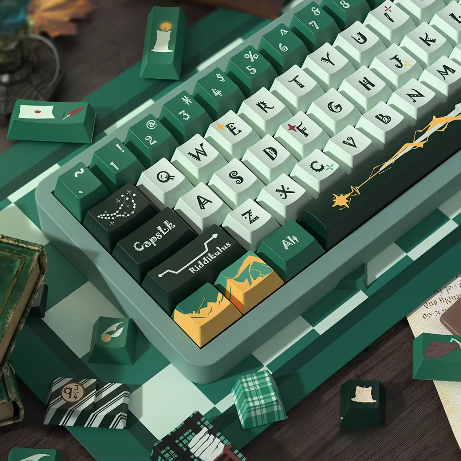 Imagem -03 - Creative Slytherin Pbt Cherry Keycaps Conjunto Grande Sublimação de Calor para 60 64 84 98 108 Teclado Mecânico para Jogos Interruptor mx