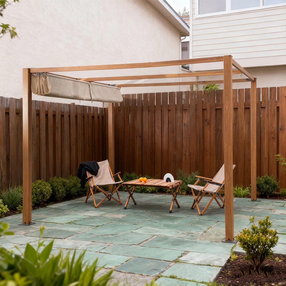 High Quality Outdoor Garden Courtyard Aluminum Pavilion Sunshade Retractable Roof Canopy Grape Trellis Pergola 3x4