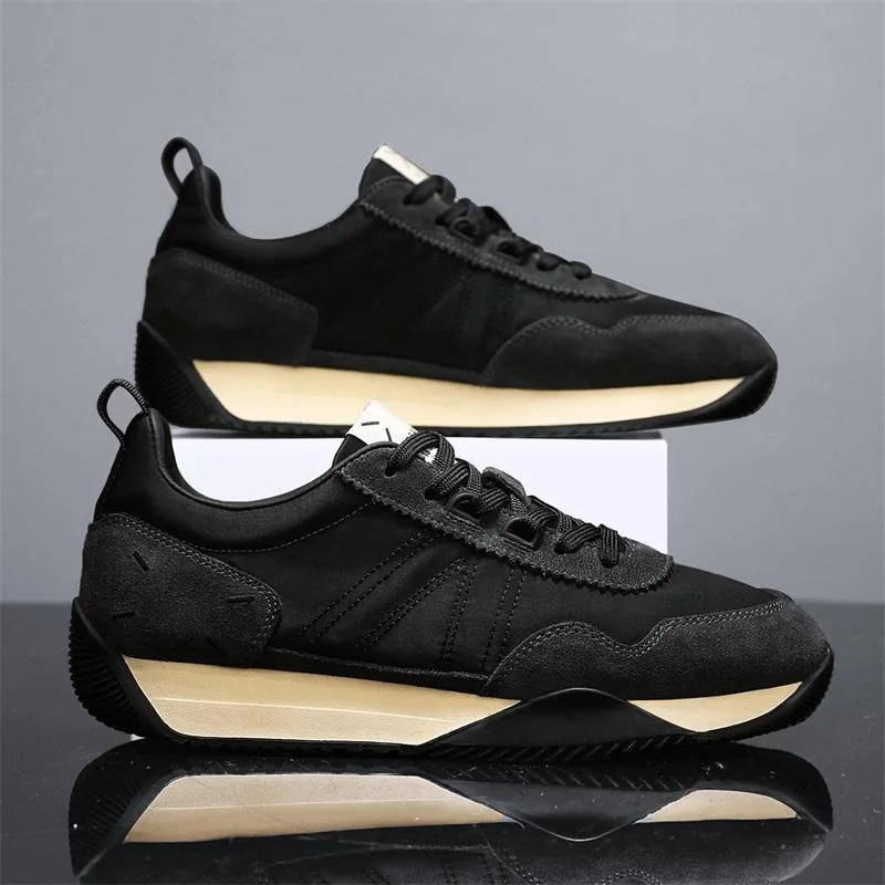 British Men's Spring/Autumn Chunky Sneakers High-Quality Breathable Canvas Casual Shoes Designer Comfy for Outdoor Walking Shoes view 3