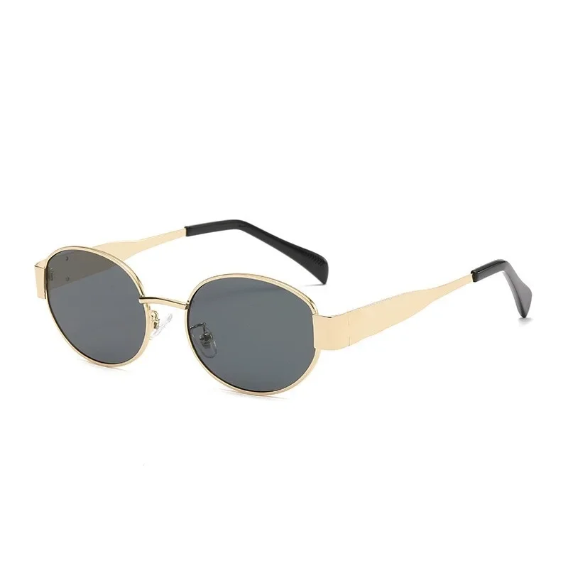 Metal Frame Oval Sunglasses Women 2024 Brand Designer Fashion Luxury Shades UV400 Eyewear Men Vintage Sun Glasses