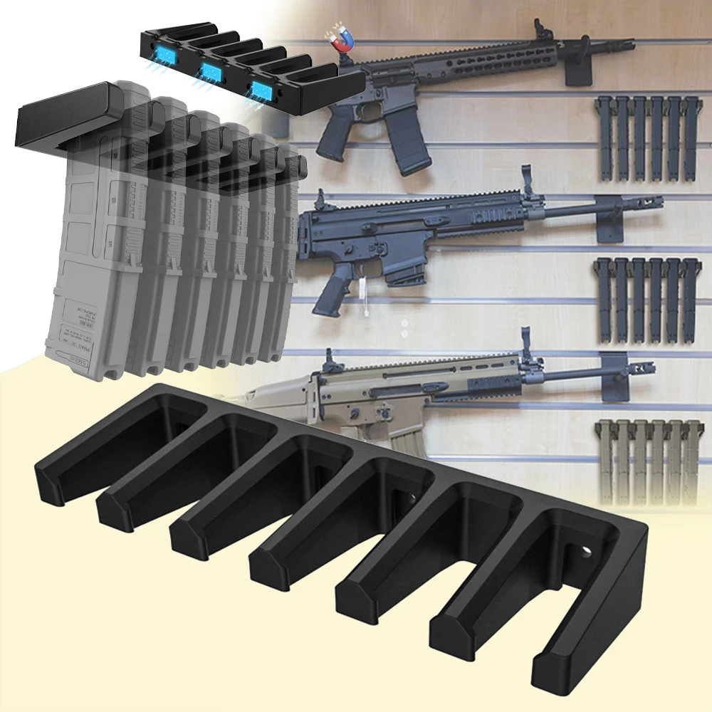 

Tactical 6-slot Wall Mount Magazine Bracket ABS Storage Rack Bracket for Rifle Magazines Airsoft Hunting CS Shooting Accessories