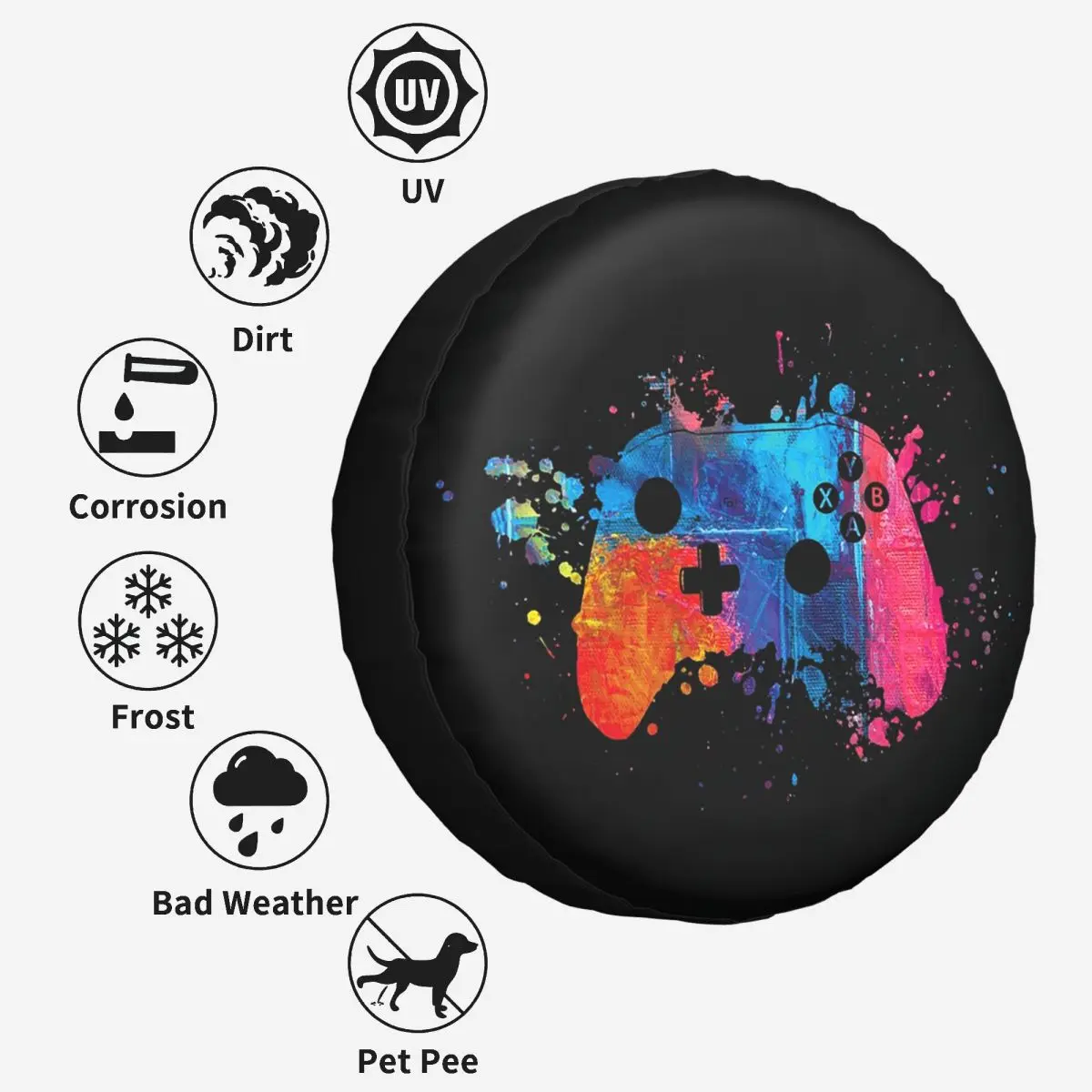 الملونة Xbox تحكم لعبة غطاء الإطارات الاحتياطية ل Jeep SUV RV 4WD مقطورة 4x4 عجلة حامي يغطي 14 "15" 16 "17" بوصة