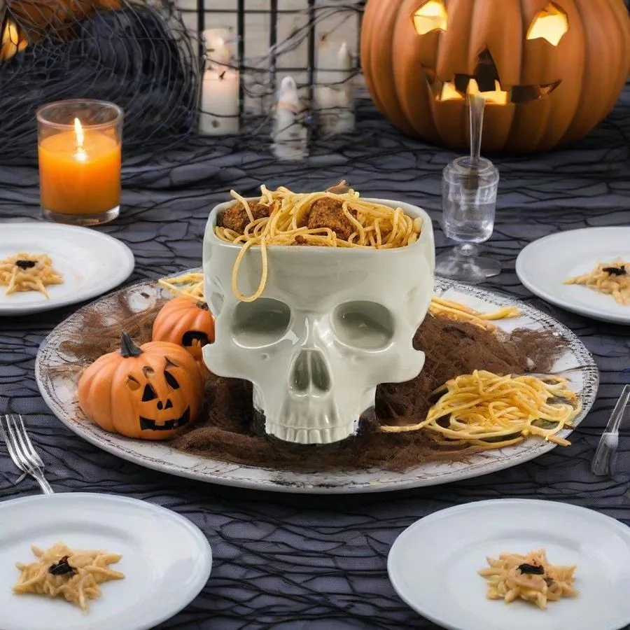 

300ml/500ml Halloween Skull Bowl Ceramic Candy Bowl Halloween Multifunctional Decorative Crafts Ornaments Tableware Fruit Bowl