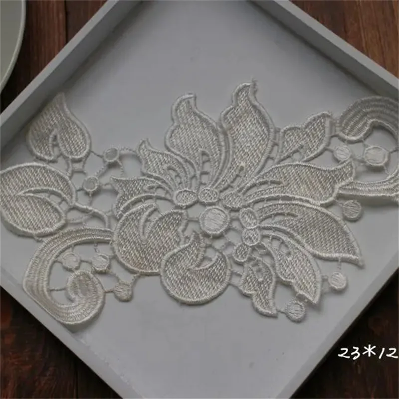 White Black Water Soluble Embroidery Lace Flower Cloth Stickers Clothes Wedding Dress Lace Lace Appliques Sew Patch Scrapbooking